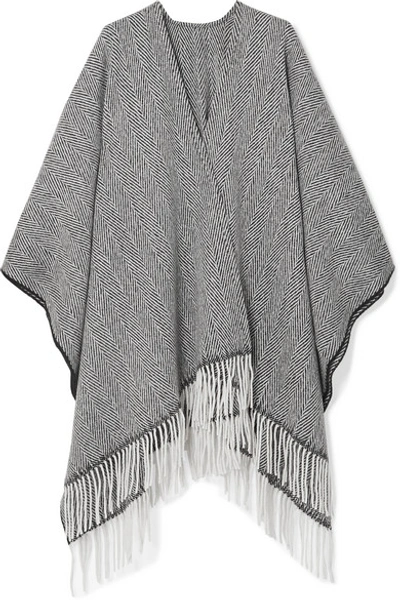 Rag & Bone Women's Fringe-trim Herringbone Poncho In Grey