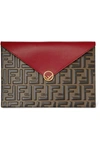FENDI EMBOSSED SMOOTH AND TEXTURED-LEATHER POUCH