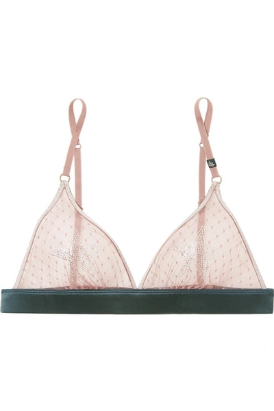 Love Stories Uma Embellished Satin-trimmed Point D'esprit Tulle Soft-cup Triangle Bra In Pink