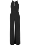 DIANE VON FURSTENBERG IRELAND OPEN-BACK SATIN-TRIMMED CREPE HALTERNECK JUMPSUIT