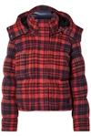 CHLOÉ HOODED QUILTED CHECKED WOOL JACKET