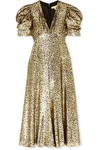 MICHAEL KORS METALLIC FIL COUPÉ LEOPARD-JACQUARD MIDI DRESS