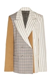 OSCAR DE LA RENTA PANELED DOUBLE-BREASTED SILK BLAZER,758856