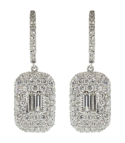 Shay Jewelry Pave Baguette Drop Earrings In Whtgold