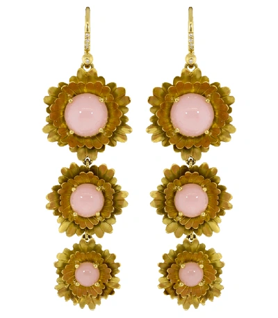 Irene Neuwirth Jewelry Pink Opal Superbloom Drop Earrings In Ylwgold