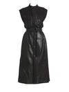 GIVENCHY Leather Sleeveless Belted Midi Dress