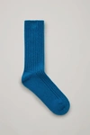 Cos Ribbed Cashmere Socks In Turquoise