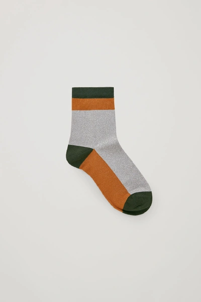 Cos Colour-block Socks In Orange