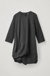 Cos Long-sleeved Gathered-hem Dress In Black