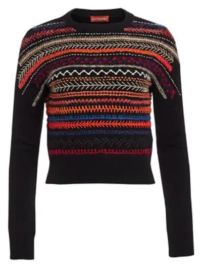 Altuzarra Oakley Embroidered Merino Wool & Cashmere Sweater In Black
