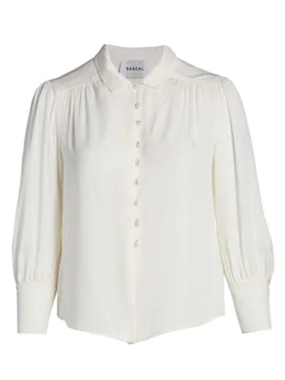 Baacal, Plus Size Lamar Pearl Button Silk Blouse In Ivory