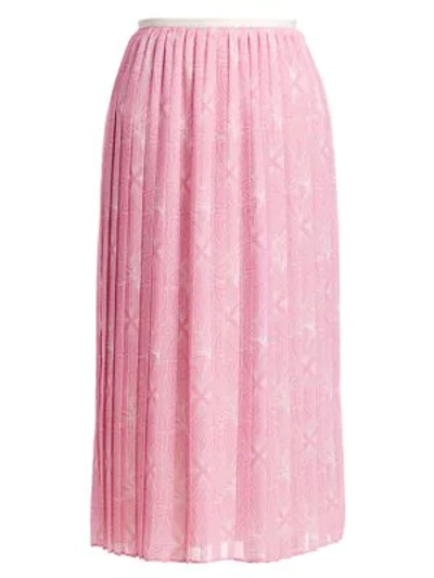 See By Chloé Graphic Floral-print Midi Skirt In Pink