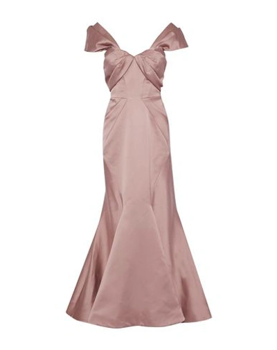 Zac Posen Long Dresses In Pastel Pink