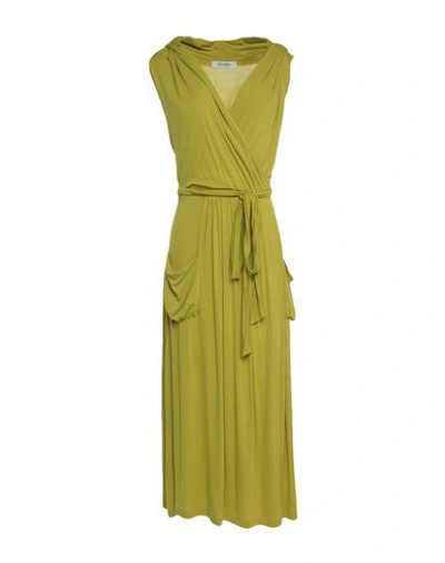 Max Mara Long Dress In Acid Green