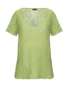 CHARLOTT CHARLOTT WOMAN SWEATER LIGHT GREEN SIZE L VISCOSE, LINEN, NYLON,39731711TU 5