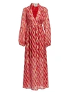 FIGUE Starlight Ikat Silk-Blend Wrap Dress