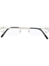 Cartier Rectangular Rimless Glasses In Silver