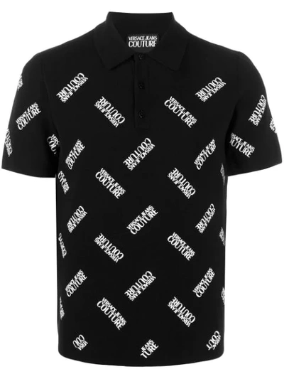 Versace Jeans Couture Men's Multi Logo Polo Shirt Black