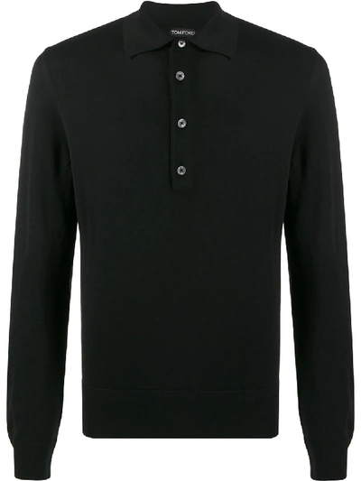 Tom Ford Knitted Polo Shirt In Black