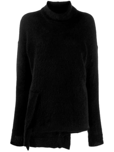 Yohji Yamamoto Knitted Asymmetric Jumper In 黑色