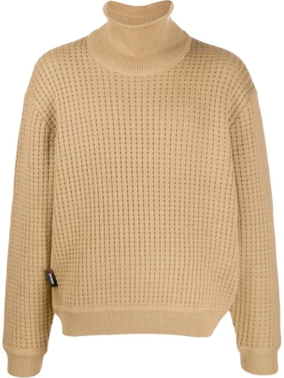 Affix Roll-neck Waffle Knit Jumper In Brown