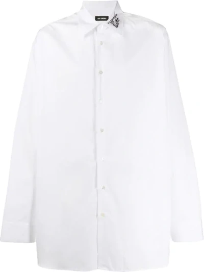 Raf Simons Over Cotton Poplin Shirt W/ Embroidery In White