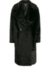 DKNY DOUBLE BREASTED FAUX FUR COAT