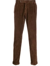 Berwich Corduroy Tapered Trousers In Brown