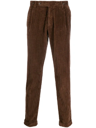 Berwich Corduroy Tapered Trousers In Brown