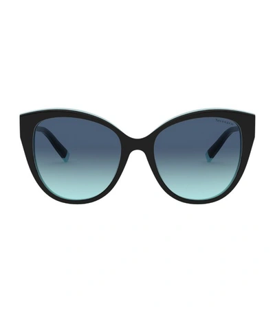 Tiffany & Co 54mm Round Polarized Sunglasses In Black/blue/azure Gradient Blue