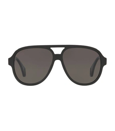 Loewe Black Aviator Sunglasses In Grey