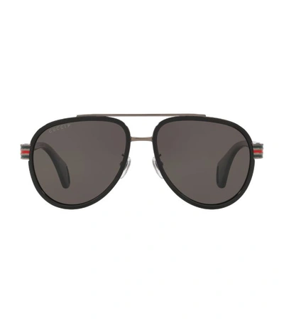 Gucci Aviator Sunglasses In Grey-black