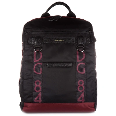 Dolce & Gabbana Nylon Rucksack Backpack Travel In Nero Bordeaux