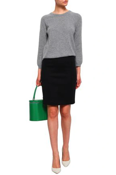 Piazza Sempione Grosgrain-trimmed Cotton-blend Mini Skirt In Black
