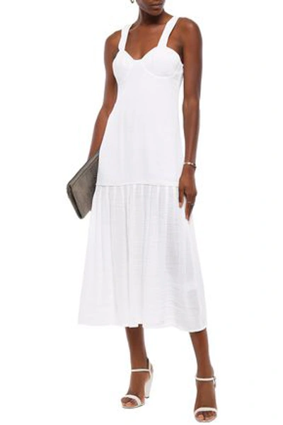 Anna Quan Woman Lisa Striped Linen-blend Midi Dress White