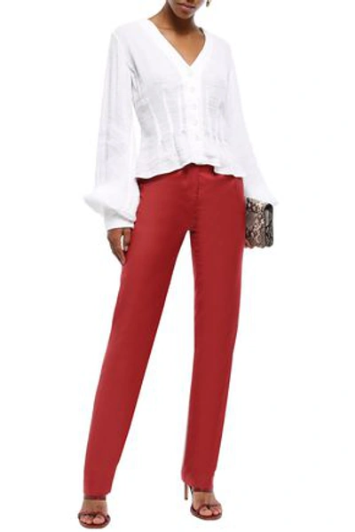 Anna Quan Woman Roxy Twill Straight-leg Pants Brick