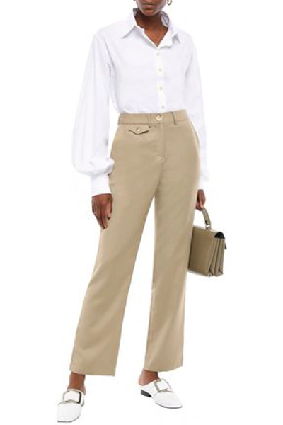 Anna Quan Woman Roxy Twill Straight-leg Pants Sage Green