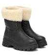 MIU MIU SHEARLING AND LEATHER ANKLE BOOTS,P00404160
