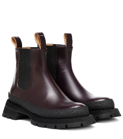Jil Sander Burgundy Chunky Chelsea Boots In Red