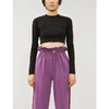 ARTICA ARBOX ZIP-NECK CROPPED STRETCH-WOVEN TOP