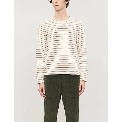 Billy Reid Striped Crewneck Cotton-jersey Top In Natural