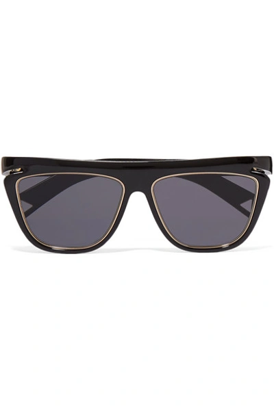 Fendi D-frame Acetate And Gold-tone Sunglasses In Black/ Greyblue