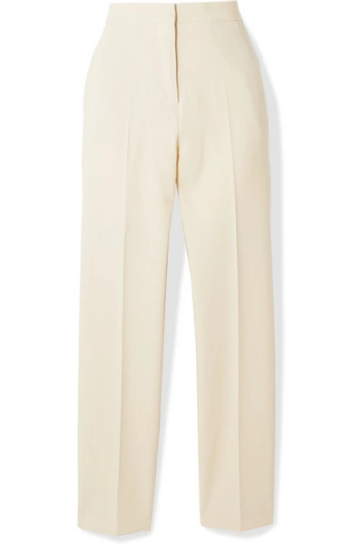Burberry Addison Side-stripe Linen Straight-leg Trousers In Sesame
