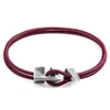ANCHOR & CREW BORDEAUX RED BRIXHAM SILVER AND ROUND LEATHER BRACELET,2990114