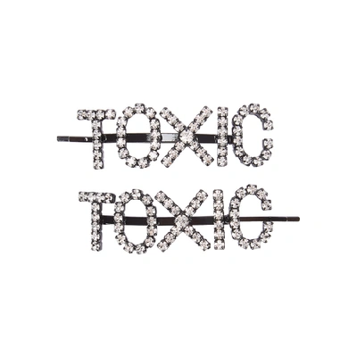 Ashley Williams Toxic Crystal Hair Clips - Set Of Two In Black