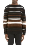 Theory Hilles Stripe Regular Fit Cashmere Sweater In Camel Multi