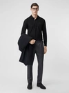 BURBERRY Long-sleeve Monogram Motif Cotton Piqué Polo Shirt