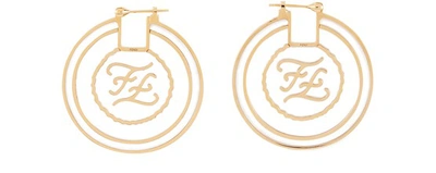 Fendi Karligraphy Earrings In Oro Transparente