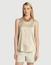 Lafayette 148 Luxe Charmeuse Reversible Perla Blouse In Jute