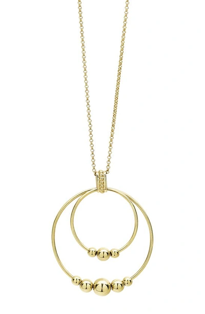 LAGOS CAVIAR GOLD DOUBLE CIRCLE PENDANT NECKLACE,04-10493-ML